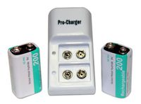 9 Volt Slim Battery Recharger with 2 Batteries Included