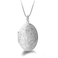 Jewelry Unique Snake Chain Flower Pendant Necklace Round Locket Silver Plated Prom Pretty Bright Cute Stylish Simple Elegant Jewerly Women Accessory Daily Comfy