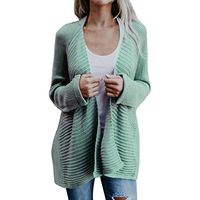 HNTDG Women's Autumn Chunky Warm Loose Solid Open Front Cardigans Long Sleeve Sweater Knitwear Coat Green