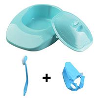 Large Plastic Comfort Bedpan,Bed Deodorant Potty,Plug-in + with Handle + Cover, Adult Portable(Blue)