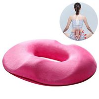 Giveme5 Premium Hemorrhoid Treatment Donut Tailbone Relief Cushion Pillow for Hemorrhoids, Prostate Cushion, Pregnancy Cushion, Surgery, 18 Inches (Velour-Rose red)
