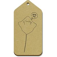Azeeda 10 x Large 'Smiling Stingray' Wooden Gift Tags (TG00044298)
