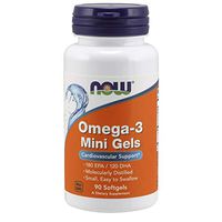 NOW Supplements, Omega-3 Mini Gels, 180 EPA / 120 DHA, Molecularly Distilled, Cardiovascular Support*, 90 Softgels