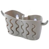 Suction Brush Sink Caddy, Stainless Steel Sink Organization Suction Basket for Sponges, Scrubbers, Dish Brushes (Gray)
