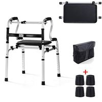 Folding Walker, Adjustable Height Walking Frame for Seniors Elderly - Lightweight Mobility Transport Aid Walking Stick