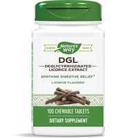 Nature's Way DGL 3:1 (Deglycyrrhizinated Licorice) Digestive Relief, Original, 100 Chewables