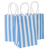 Road 5.25x3.25x8 Inches 25pcs Blue Stripes Kraft Paper Bags, Shopping Bag, Gift Bag