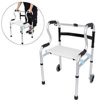 SNMBDB Crutches Walking Multi-Functional Four-Legged Adjustable Folding Elderly Walker Auxiliary Walking Aid with Wheel