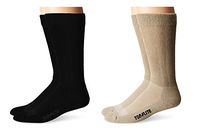 Top Flite Diabetic Non-Binding Cushion Crew Ultra Dri Socks 4 Pair Pack (L - USA Shoe 9-13, Black/Khaki)
