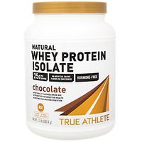 True Athlete Natural Whey Protein Isolate Chocolate, 25g of Protein per Serving Probiotics for Digestive Health, Enzymes for Protein Digestion NSF Certified for Sport (1.5 Pound Powder)