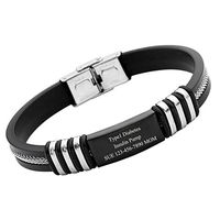 Personalized Master Free Engraving Custom Silicone Medical Alert ID Bracelet Wristband for Men Women Kids Adjustable Size