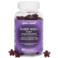 Glow Habit Sleep Vitamins Gummy! 90 Gummies Blueberry Flavor! Blend of Melatonin, Bamboo Extract and Sea Buckthorn! Helps to Support Skin Hydration & Restful Sleep! Choose Your Gummy Count! (90ct)