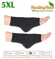 HealthyNees Extra Wide Ankle Big Feet 20-30 mmHg Compression Swelling Foot Pain Circulation Plus Size Sock Open Toe Sleeve (Black, Extra Wide Ankle 5XL)