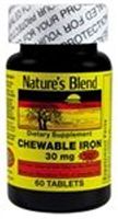 Nature's Blend Chewable Iron Sugar Free 30MG 60 COUNT