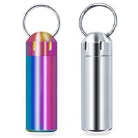 Tisky Pill Case(2 PCS),Portable Stainless Steel Waterproof Pill Box Container,Keychain Pill Holder for Outdoor Travel Purse or Pocket