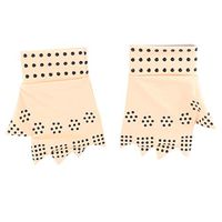 Exceart 1 Pair Arthritis Gloves Compression Glove Finger Half Covered Gloves Anti-Slip Pressure Gloves for Tendonitis Carpal Tunnel (Beige)