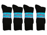 Diabetic socks, unisex cotton therapeutic non binding socks, 3 pairs per pack. Choose your favorite color! (10-13 Crew Black, 12)