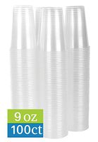 TashiBox 9 oz Clear Plastic Cups - Disposable Cold Drink Party Cups (100)