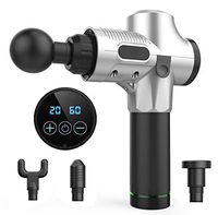 Body Massage, 20 Speeds Percussion Massage, Electric Body Massager with Super Long Time Battery Endurance, 4 Replaceable Heads, Touch Display, Quiet Brushless Motor (Silver)