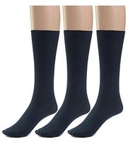 Silky Toes 3 or 6 Pk Men's Diabetic Non-Binding Cotton Dress Socks, Multi Colors Also Available in Plus Sizes… (9-11, Navy - 3 Pairs)