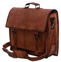 PL 18 Inch Vintage Handmade Leather Messenger Bag for Laptop Briefcase Satchel Bag