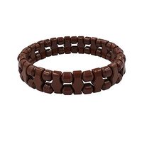 eleecolorful Health Tourmaline Special Beads Bracelet Yoga Wristband w/Box Stretch (Brown)