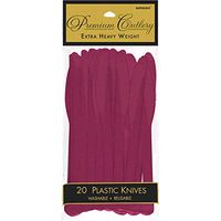 Amscan 8004.27 Premium Heavy Weight disposable-knives, Full Size, Berry Red