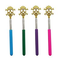 (4-Pack) LEMENG Portable Extendable Telescopic Metal Back Scratchers Gift for Mom/Dad/Men/Women - Hand Massager/Backslap with Rubber Handles (Blue,Purple,Pink,Green)(Skeleton)