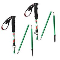 XIHAA Section Five Folding Lock Trekking Pole Aviation Aluminum Alloy Ultra-Short Super Light Soft EVA Foam Handle For Men And Women(2 PCS),Green