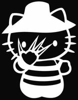 SoCool - Hello Kitty Freddy Kruger Disguise - Vinyl - 5" tall (color: WHITE) decal laptop tablet skateboard car windows stickers