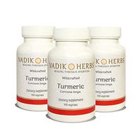 Certified Organic Vadik Herbs Turmeric Root (Curcuma Longa) Powder 3 Bottles Capsules | Cleanses The Blood, Promotes Healthy Skin, Joint Support, Dietary Supplement, Extra Strength