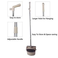 ExAchat Broom&Dustpan Cleans Broom Combo with 48" Long Handle for Home Kitchen Room Office Lobby Floor Use Upright Stand Up Broom and Dustpan Set, No Need to Bend Over (Brown)