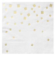 Disposable Paper Napkins - 50-Pack Gold Foil Square Confetti Decorative Napkins, 3-Ply, Party Decoration Supplies for Birthday, Wedding, Bridal Shower, Luncheon Size 6.5 x 6.5 Inches Folded