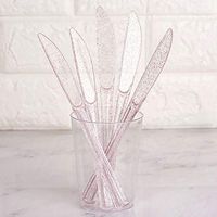 Efavormart 100 Pcs Blush Glittered Disposable Plastic Knife for Wedding Birthday Party Banquet Events Candy Buffets