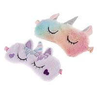2 Pieces Cute Unicorn Eye Mask - Soft Plush Animal Sleep Masks for Women Girls, Home Sleeping Traveling