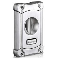 Tobargar Cigar Cutter, Stainless Steel V Cutter Cigar Retro Style with Exquisite Gift Box (Silver)