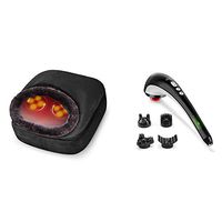 Snailax 2-in-1 Shiatsu Foot and Back Massager Handheld Massager Bundle | Kneading Feet Massager Machine with Heating Pad, Back Massage Cushion or Foot Warmer,Massagers for Back,Leg,Foot Pain Relief