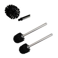 BESTOMZ 2PCS Toilet Brush Stainless Steel Handle Toilet Brush (Black)