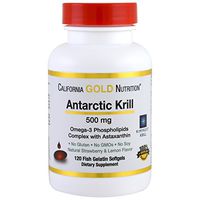 California Gold Nutrition, Antarctic Krill Oil w/Astaxanthin, RIMFROST Krill, Natural Strawberry & Lemon Flavor, 500mg, 120 Fish Gelatin Softgels, Milk-Free, Gluten-Free, Soy-Free, Wheat-Free, CGN