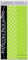 Flexicore Packaging Lime Green Gift Wrap Tissue Paper | Size: 15 Inch X 20 Inch | Count: 20 Sheets | Color: Solid Lime Green & Polka Dot