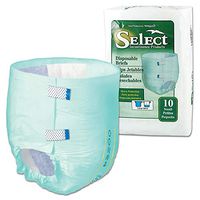 Select Disposable Briefs Green/24 to 32 in./11.8 fluid oz./Box of 100