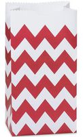 CakeSupplyShop CK79P- 25/set Red & White Chevron Stripes - All-occasion Paper Favor Gift Bags - 4lb - 5x3-1/8x9-5/8"