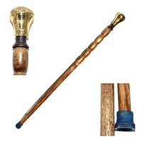Eve.Store Solid Cast Brass Handle Cane Solid Brass Inlay, Unisex Walking Stick Cane