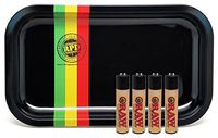 Bundle - 5 Items - Clipper Lighter"RAW Rolling Papers" 4 Lighters with Rolling Paper Depot"Rasta Racer" Rolling Tray