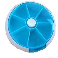 EUBUY 7-Day Plastic Round Shape Button Rotary Pill Box Cases Container Small Stuff Container(Blue)