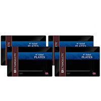 [40 Count - 13.5 Inch Plates] Rectangulete Designer Tableware Premium Heavyweight Plastic Black Rectangle Dinner Plates With Border, Party & Wedding, Event Plate, Disposable Dishes