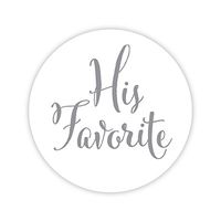 Her Favorite Wedding Stickers, Choose Your Colors, Wedding Favor Stickers (Non-Shiny Silver on Matte - Her Favorite)(403-SR)