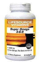 LifeSource Vitamins Super Omega 3-6-9-90 softgels - 45 Day Supply - Free Priority Shipping