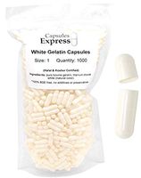 Capsules Express- Size 1 White Empty Gelatin Capsules 1000 Count - Kosher and Halal Certified - Gluten-Free Pure Bovine Gelatin Pill Capsule - DIY Powder Filling