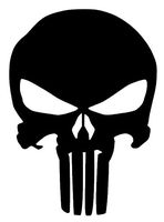 Punisher Skull Sticker (for Car Bumper, Laptop, Tablet, Wall, Furniture...) (5''x4'', Black)